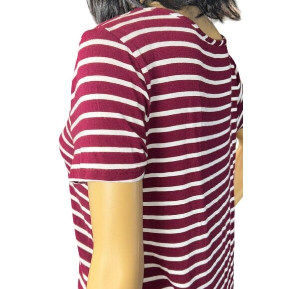 (6 for $25) Emory Park Short Sleeve Cross Strap Top in Maroon/White Size medium - Picture 3 of 6